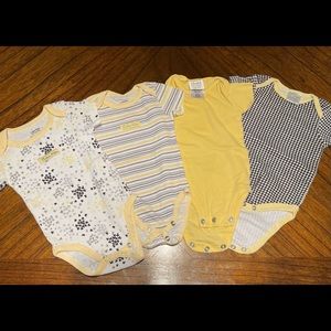 Yellow black and white short sleeve onesie bodysuit bundle